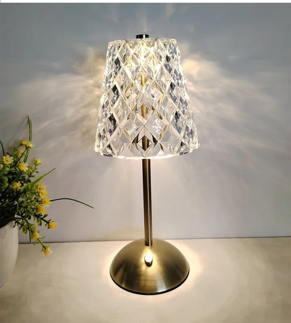 Éclat Cristal - Lampe de Table Luxueuse Sans Fil
