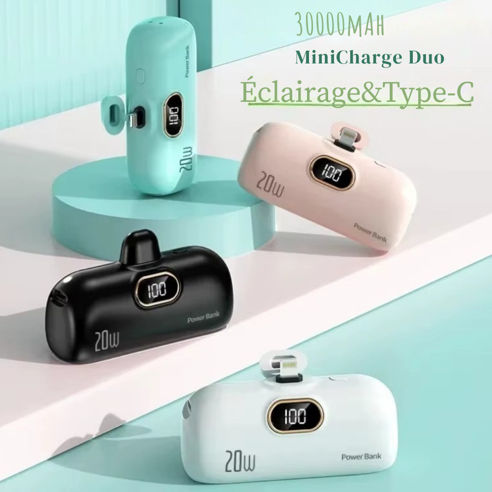 MiniCharge Duo™ - Chargeur Portable Ultra-Compact à Double Por