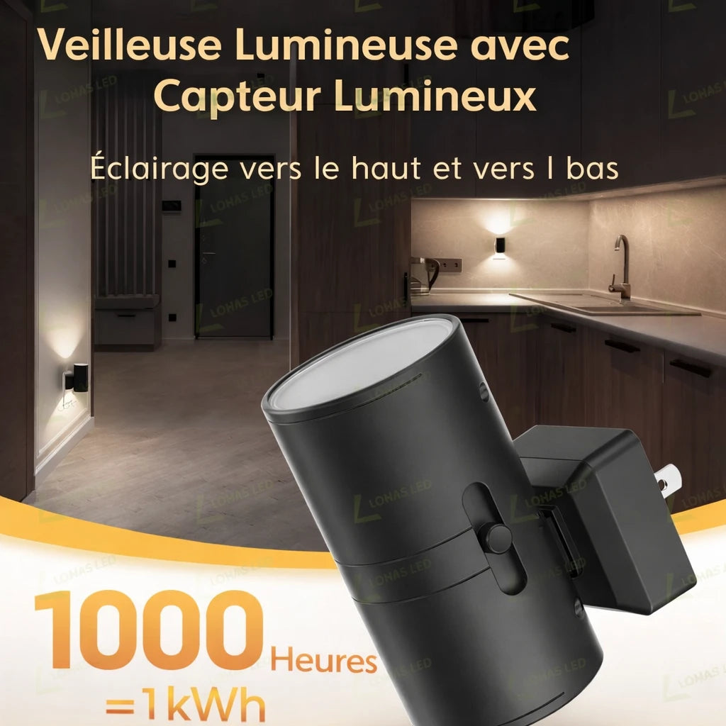 Veilleuse LED Automatique — Capteur Crépusculaire Intégré