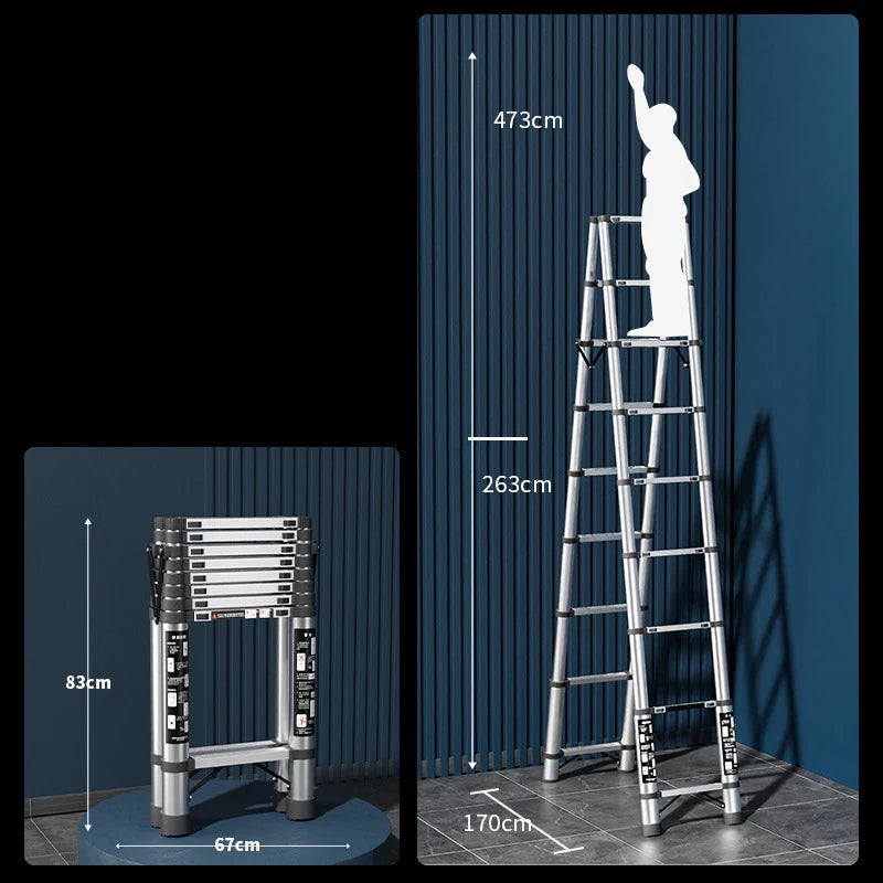 FlexiLift™ – Échelle Télescopique Ultra-Robuste et Compacte pour Tous Tes Travaux