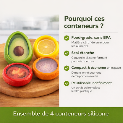 Conteneurs silicone fruits & légumes — Lot de 4