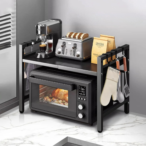 Étagère Pour Micro-Ondes Avec Rangement - Meuble Gain De Place En PP, Dimensions 52x26x60 Cm