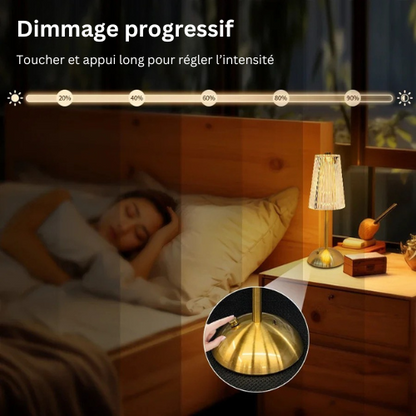 Éclat Cristal - Lampe de Table Luxueuse Sans Fil