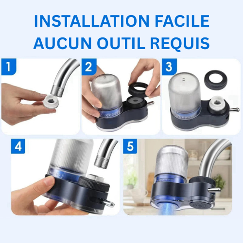 AquaCrystal Pro™ – Filtre à eau universel pour robinet avec cartouche remplaçable