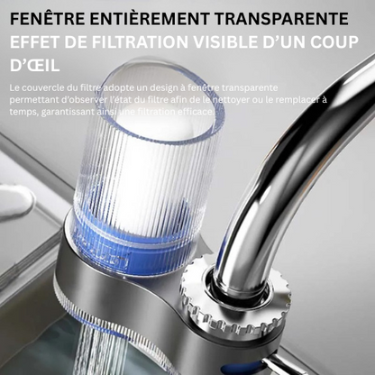 AquaCrystal Pro™ – Filtre à eau universel pour robinet avec cartouche remplaçable
