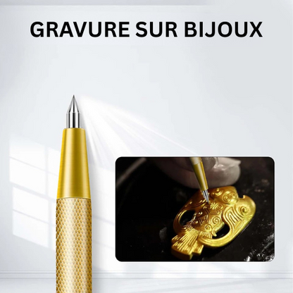 GraviTool™ - Stylo de Gravure de Précision en Carbure & Poinçon Central Pro