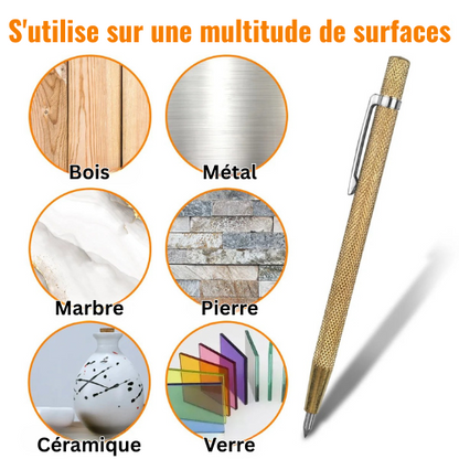 GraviTool™ - Stylo de Gravure de Précision en Carbure & Poinçon Central Pro