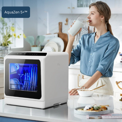 AquaZen 5+™ : Le Lave-Vaisselle Compact à Double Réservoir, Zéro Tracas et Ultra Efficace