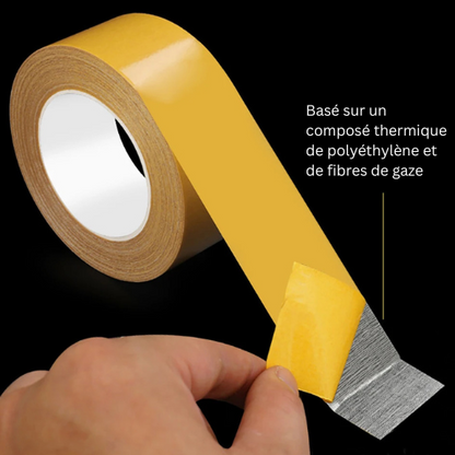 StickMax™ – Ruban Adhésif Double Face Ultra-Résistant en Maille de Tissu (10 m)