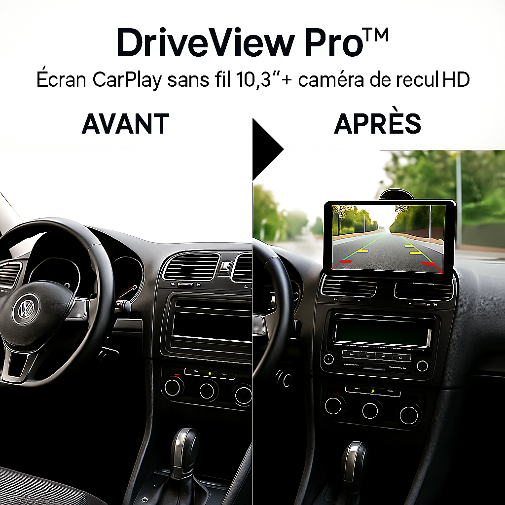 DriveView Pro™ – Transformez votre conduite avec CarPlay sans fil & caméra HD intégrée